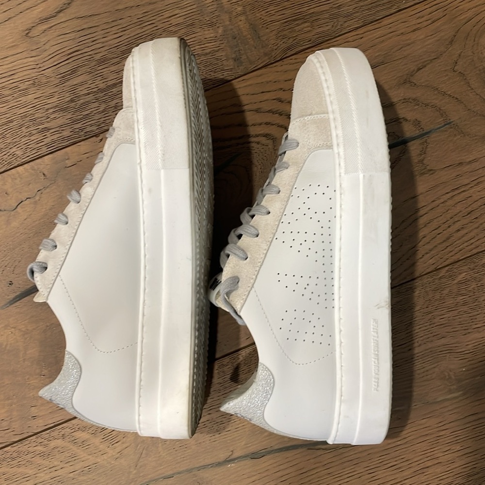 P448 Thea Platform Sneakers  White Suede Silver Size 39 - Picture 6 of 9